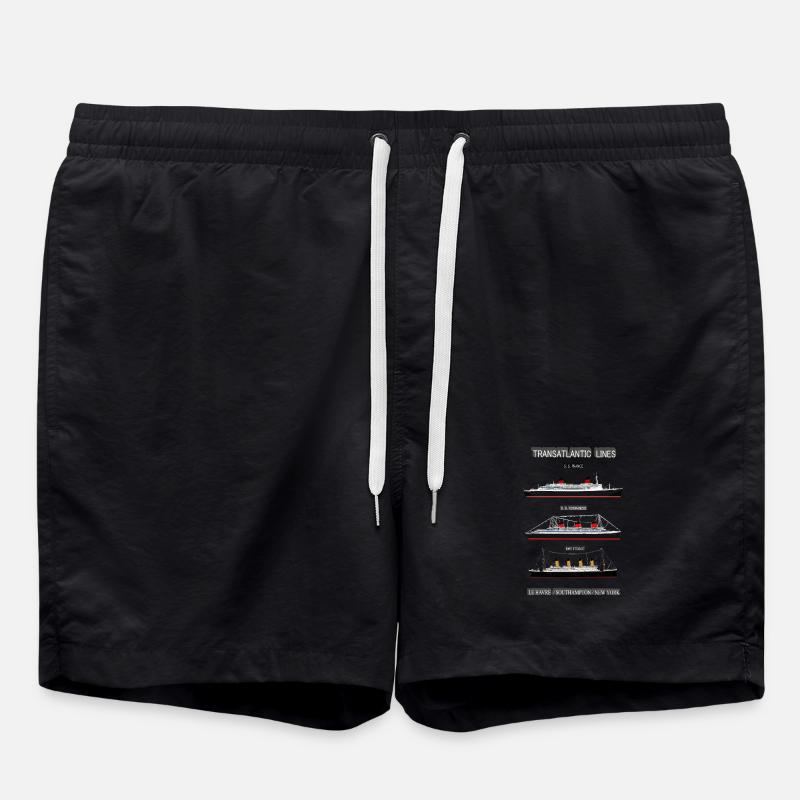 TRANSATLANTIC LINES POSTER - Swim Trunks - black