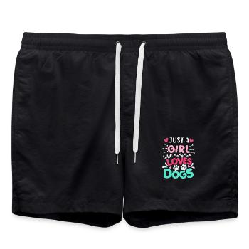 Juste une fille qui aime les chiens disant - Short de bain - noir - Devant - AI Model Male 185 light (185cm)