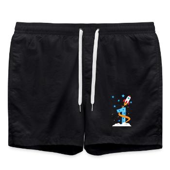 1. Anniversaire bébé enfant fusée - Short de bain - noir - Devant - AI Model Male 185 light (185cm)