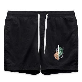 Renard vs origami dessin blanc - Short de bain - noir - Devant - AI Model Male 185 light (185cm)