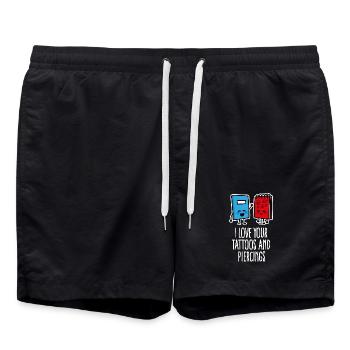 Lustige Piercing Tattoo Tätowierung tätowierer - Badeshorts - Schwarz - Vorne - AI Model Male 185 light (185cm)