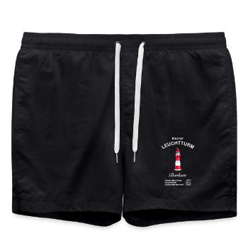 Insel Borkum, Wahrzeichen Kleiner Leuchtturm - Badeshorts - Schwarz - Vorne - AI Model Male 185 light (185cm)