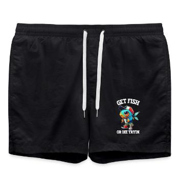 Get Fish or Die Tryin - Humour Pêche - Short de bain - noir - Devant - AI Model Male 185 light (185cm)