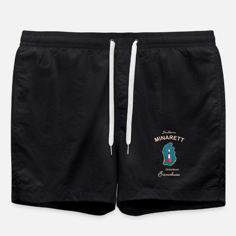 Bremerhaven, lighthouse underfire, minaret, - Swim Trunks - black