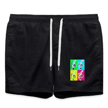 Banana Pop Art Four-Color - Swim Trunks - black - Front - AI Model Male 185 light (185cm)