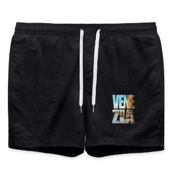 Venedig Italien Illustration – Gondel und Canal Roma - Badeshorts - Schwarz - Vorne - AI Model Male 185 light (185cm)