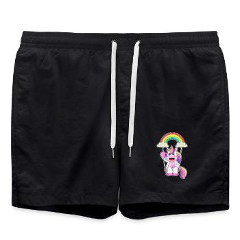 Unicorn Clouds Rainbow - Swim Trunks - black - Front - AI Model Male 185 light (185cm)