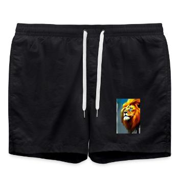 Löwen King - Badeshorts - Schwarz - Vorne - AI Model Male 185 light (185cm)
