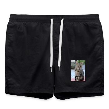 Katze Kätzchen Poster Katzenposter - Badeshorts - Schwarz - Vorne - AI Model Male 185 light (185cm)