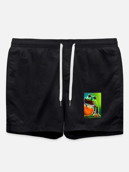 Bunter Frosch - Badeshorts - Schwarz