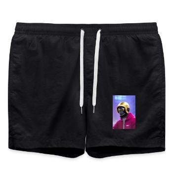 Cooler Affe - Badeshorts - Schwarz - Vorne - AI Model Male 185 light (185cm)