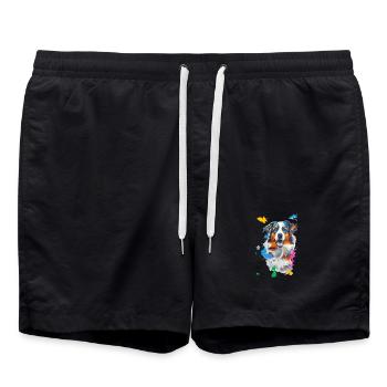 Portrait de chien dans un flot coloré de couleurs - Short de bain - noir - Devant - AI Model Male 185 light (185cm)
