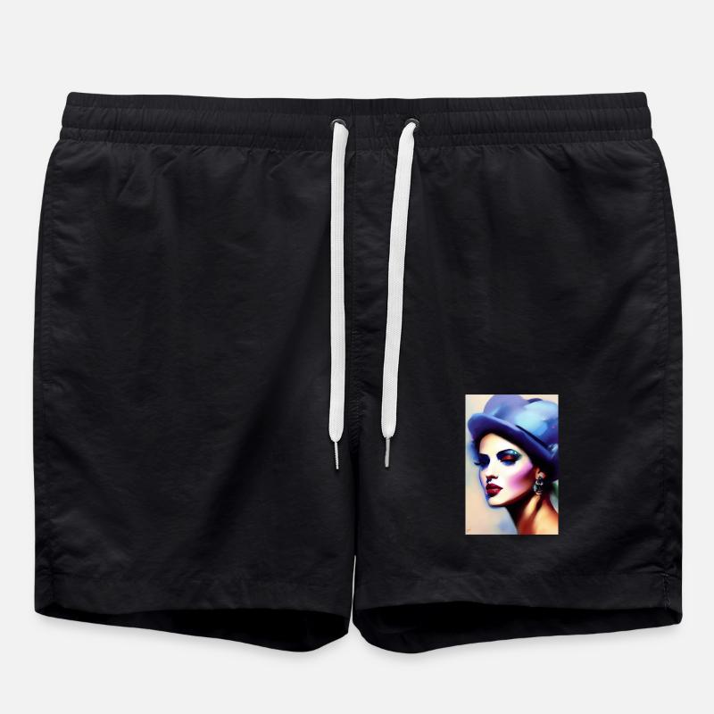 Schöne Frau mit Hut - Badeshorts - Schwarz