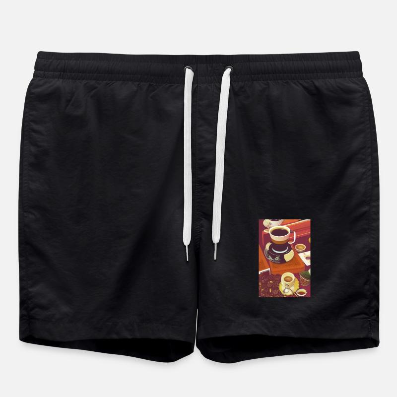 Coffee, coffee beans - Swim Trunks - black