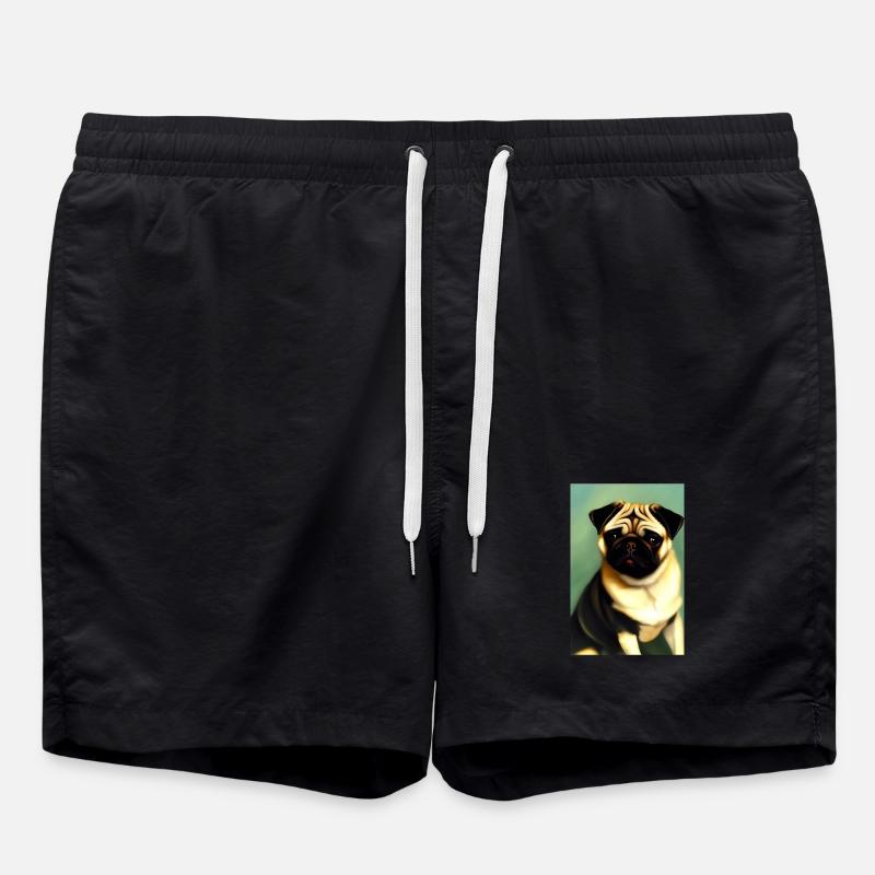 Pug Dog - Swim Trunks - black