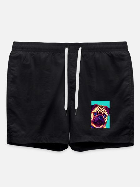 Pug Dog - Swim Trunks - black