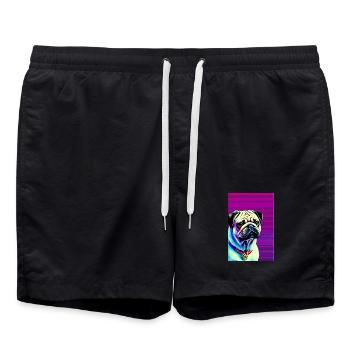 Chien carlin - Short de bain - noir - Devant - AI Model Male 185 light (185cm)