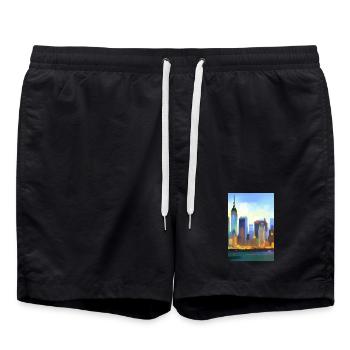 Horizon de la ville de New York - Short de bain - noir - Devant - AI Model Male 185 light (185cm)