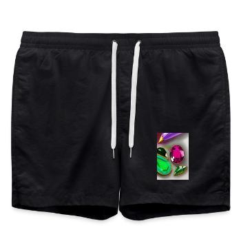 Pierres précieuses colorées - Short de bain - noir - Devant - AI Model Male 185 light (185cm)