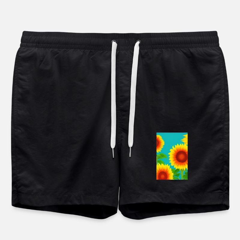 Sonnenblumen - Badeshorts - Schwarz