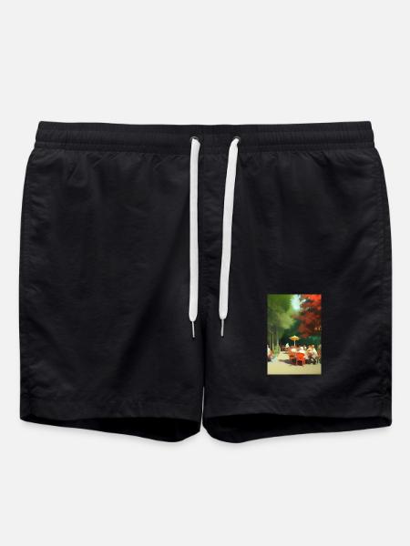 Outdoor Asian Cafe - Swim Trunks - black