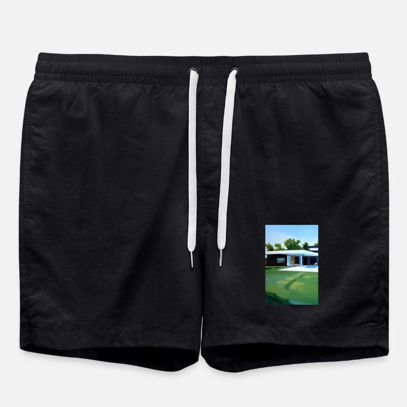 White villa with pool - Swim Trunks - black