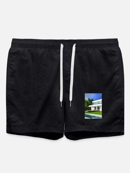 White villa with pool - Swim Trunks - black