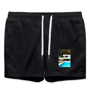 Villa blanche avec piscine - Short de bain - noir - Devant - AI Model Male 185 light (185cm)