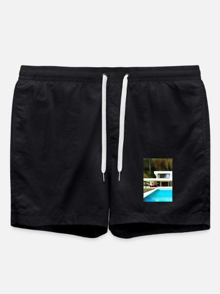 White villa with pool - Swim Trunks - black