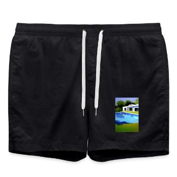 Villa blanche avec piscine - Short de bain - noir - Devant - AI Model Male 185 light (185cm)