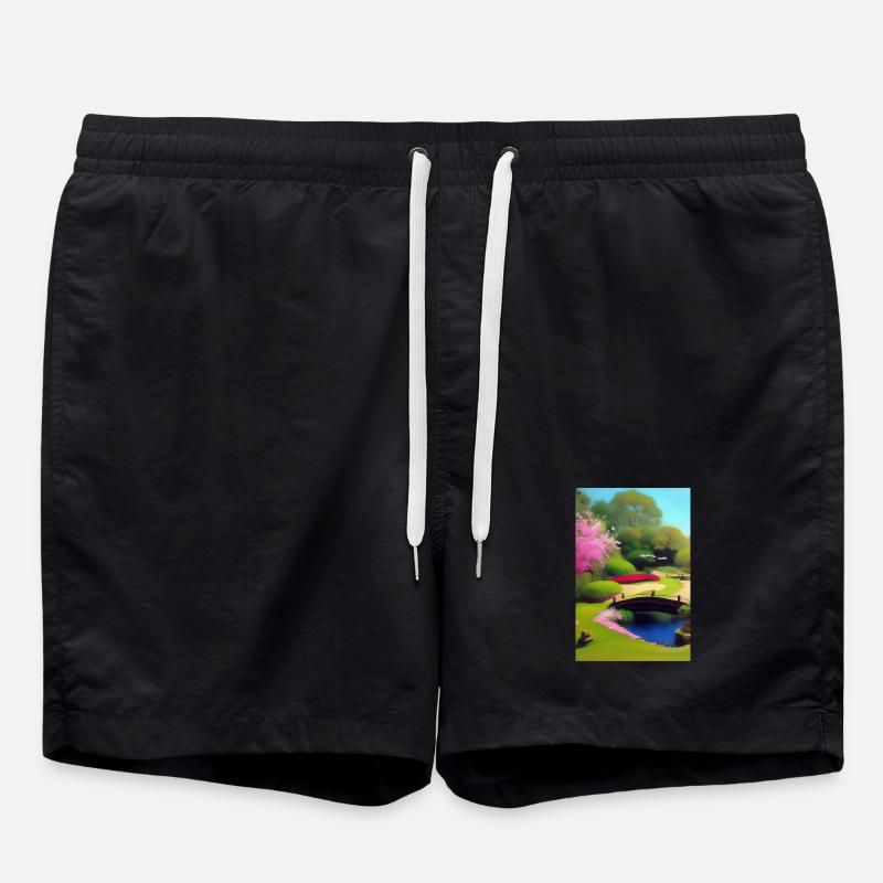 Chinesischer Zen Garten - Badeshorts - Schwarz