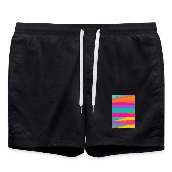 Retro Pattern Colorful - Swim Trunks - black - Front - AI Model Male 185 light (185cm)