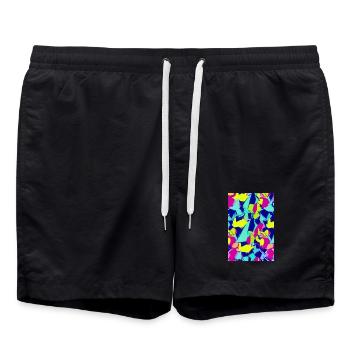 Retro Pattern Colorful - Swim Trunks - black - Front - AI Model Male 185 light (185cm)
