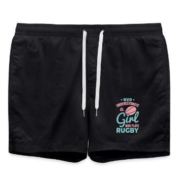 Rugby Player Girls - Swim Trunks - black - Front - AI Model Male 185 light (185cm)
