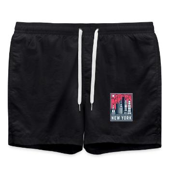 New York Skyline Pop Art - Swim Trunks - black - Front - AI Model Male 185 light (185cm)