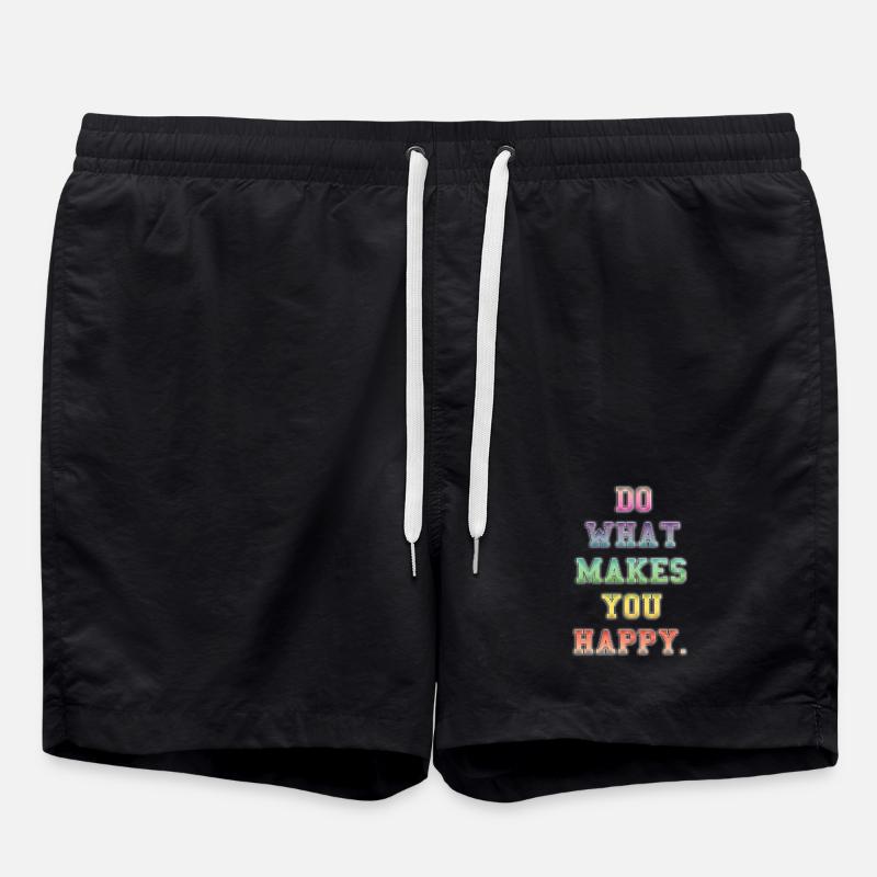 Inspirational Colourful Happiness Message - Swim Trunks - black