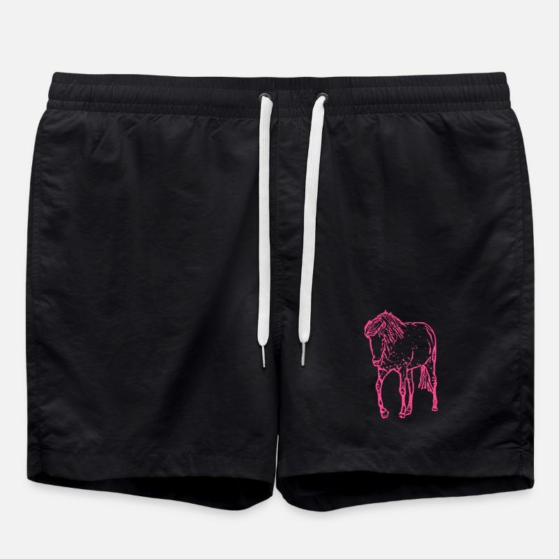 Cheval rose rose - Short de bain - noir