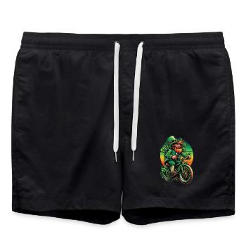 St. Patrick's Day Leprechaun Bicycle Design - Swim Trunks - black - Front - AI Model Male 185 light (185cm)