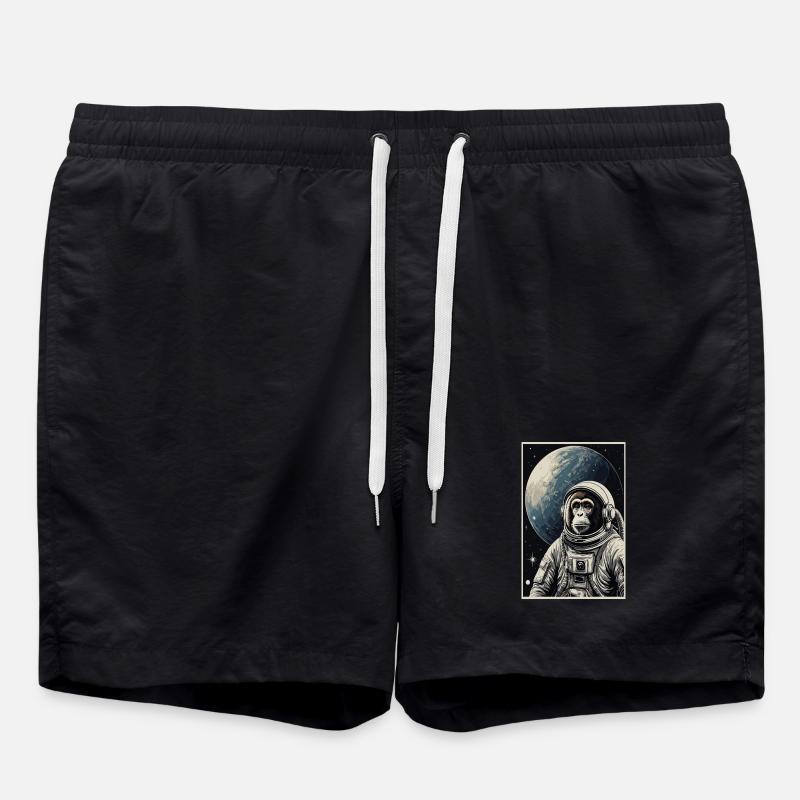Astronauten Affe - Badeshorts - Schwarz