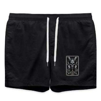 Dämon mit Hörnern und Pentagramm - Badeshorts - Schwarz - Vorne - AI Model Male 185 light (185cm)