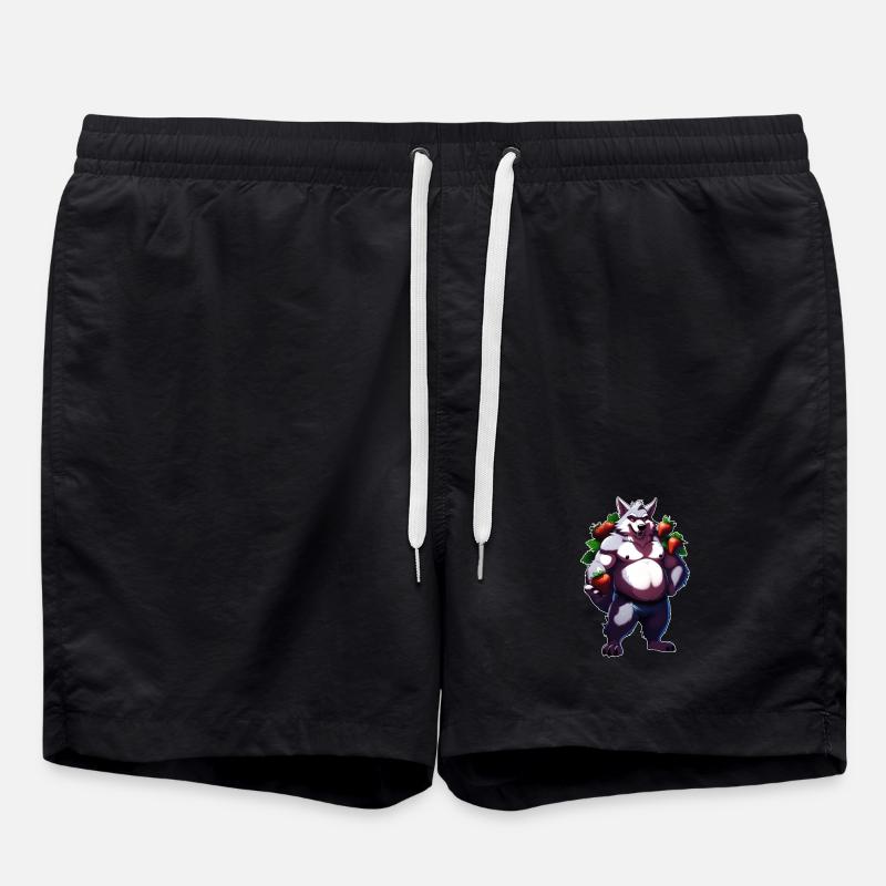 Wolf Erdbeere 1 - Badeshorts - Schwarz