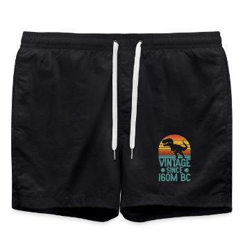 Vintage Dino T-Rex Retro Dinosaur Art from 160M BC - Swim Trunks - black - Front - AI Model Male 185 light (185cm)
