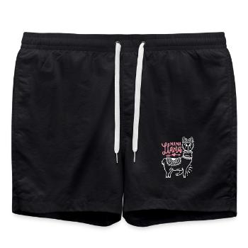 Lama Mama Muttertag - Badeshorts - Schwarz - Vorne - AI Model Male 185 light (185cm)