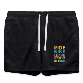 Rad fahren - Sorgen hinter sich lassen - Badeshorts - Schwarz - Vorne - AI Model Male 185 light (185cm)