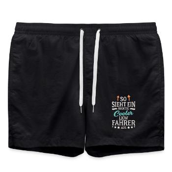 So sieht ein richtig cooler LKW Fahrer aus - Badeshorts - Schwarz - Vorne - AI Model Male 185 light (185cm)
