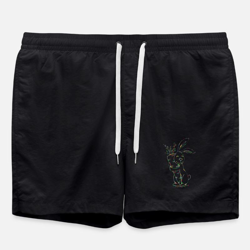 Bunter Neonhase mit Karotten - Badeshorts - Schwarz