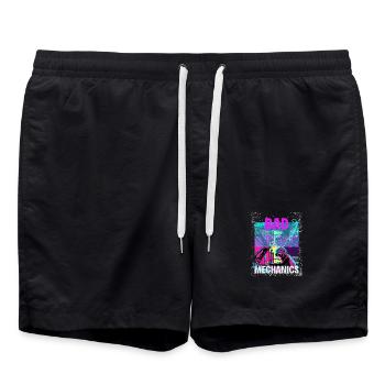 Bad Mechanics – Monkey Garage Style - Badeshorts - Schwarz - Vorne - AI Model Male 185 light (185cm)