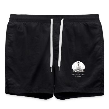 Wurzelmeditation Blume Mandala - Badeshorts - Schwarz - Vorne - AI Model Male 185 light (185cm)
