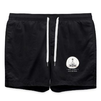 Wurzelmeditation mit Blumenkrone - Badeshorts - Schwarz - Vorne - AI Model Male 185 light (185cm)