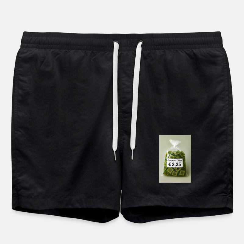 Computer chips price label - Swim Trunks - black